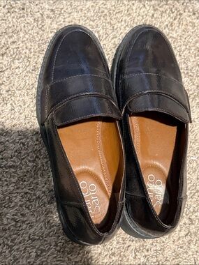 Franco Sarto Black Patent Leather Penny Loafers